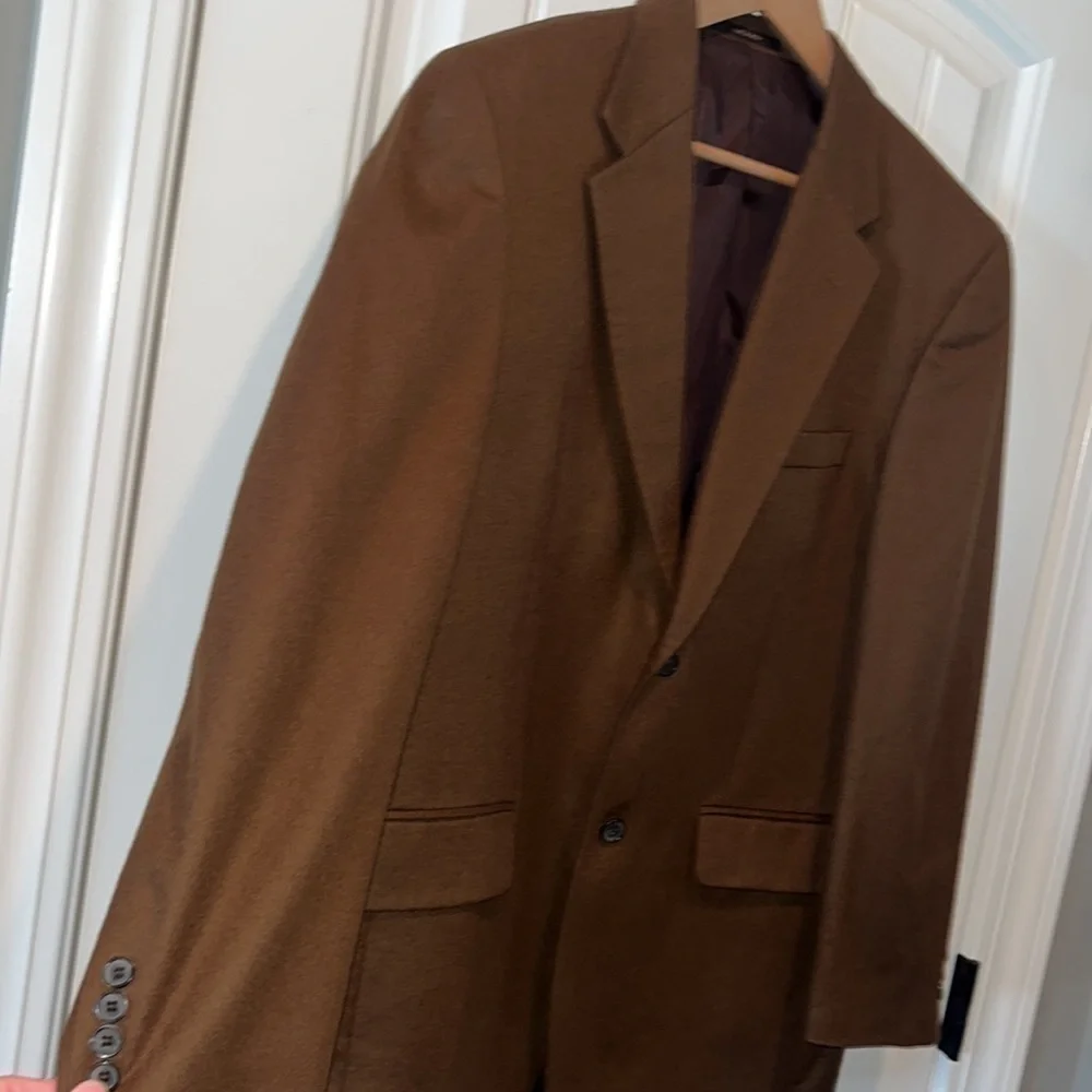 100% cashmere dark camel brown sports coat blazer 41 Reg work office